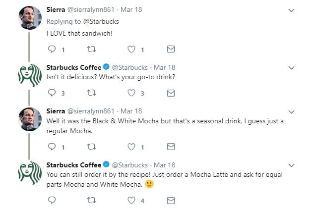 Twitter Brand Interaction Example with Starbucks