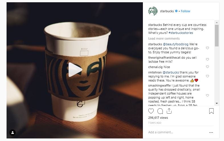 Call To Action Example With Starbucks Post