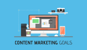 How To Set Content Marketing Goals And Objectives Cover Photo With Digital Brand On Computer.