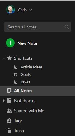 Create notes and separate them into notebooks.