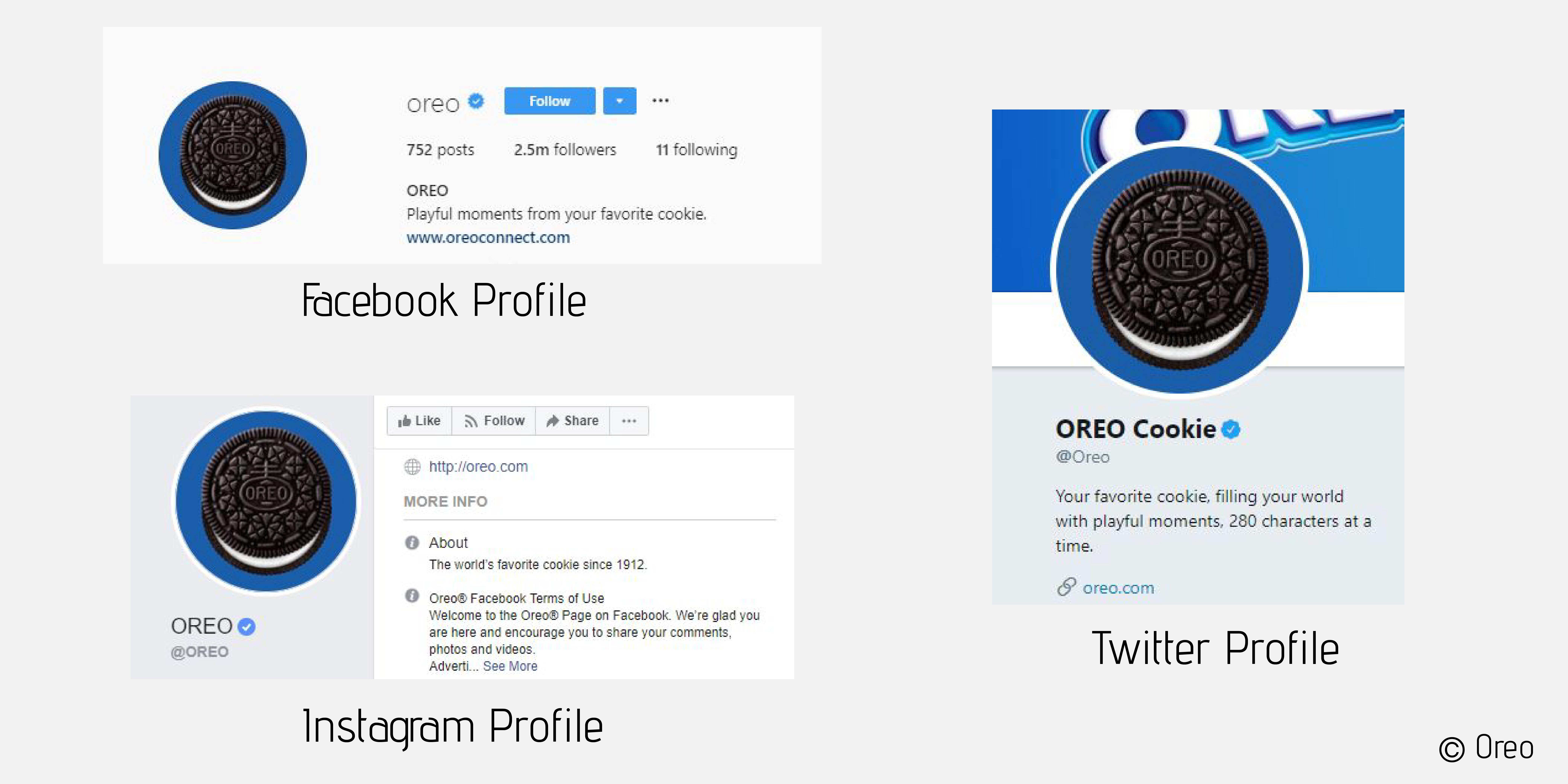 Visual Identity Consistency Example With Oreo Social Media Profiles