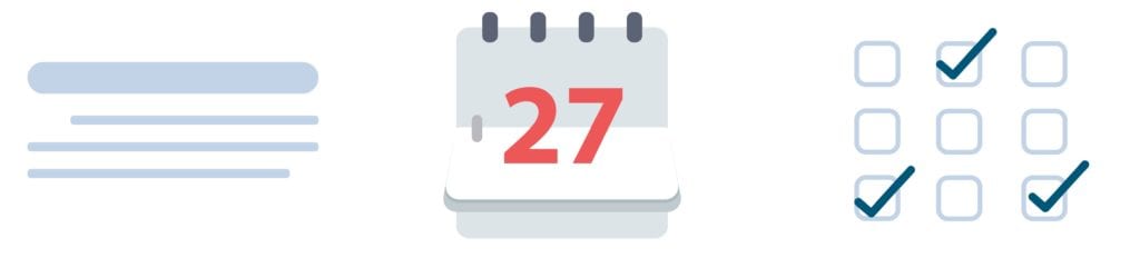 Calendar Element With Date and Checked off actions.