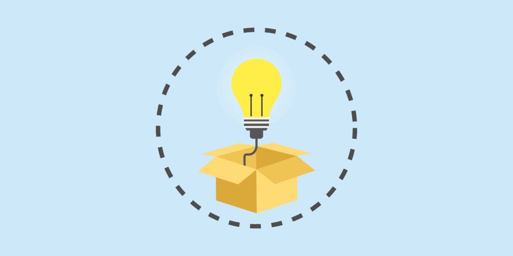 Idea light bulb coming out of a content box.