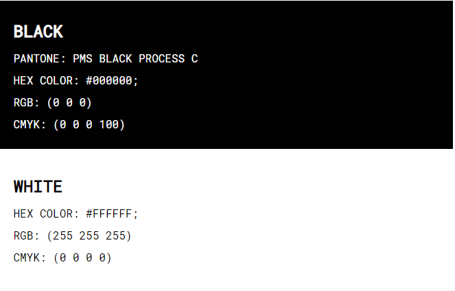 Nike Color Pallete Black and White Hex Codes.