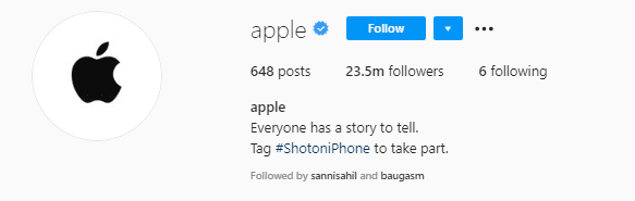 Apple Instagram Profile Example photo. Include all the right information on your profile and optimize your username and bio.