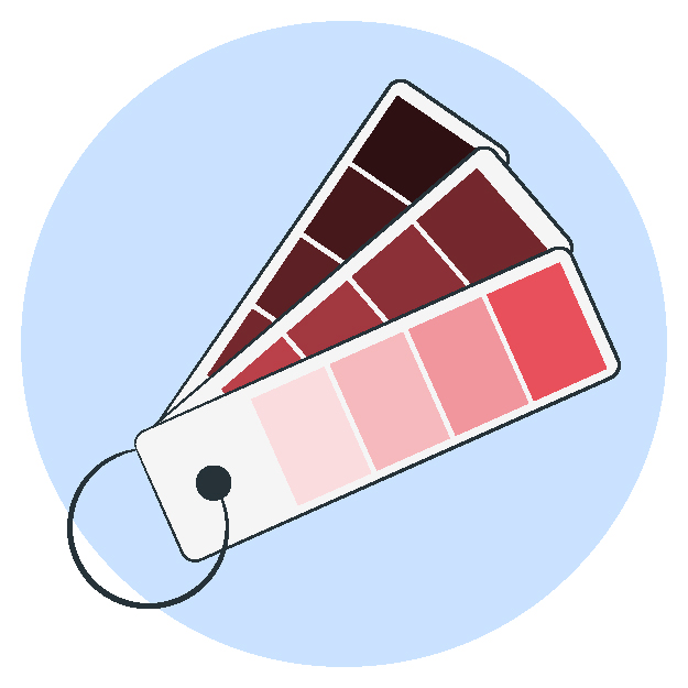 Brand Visual elements example with coor swatches.